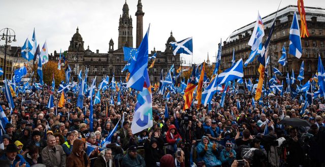Självständighetsdemonstrationer i Glasgow förra året. ANDY BUCHANAN / AFP