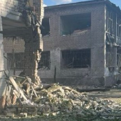 Ivan Federov på Telegram har delat en bild från Zaporizjzja, som attackerats med glidbomber under lördagen.
