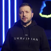 Volodymyr Zelenskyj. Skärmdump från talet