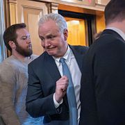 Tim Kaine inför omröstningen om en resolution mot Irankriget som han också var med och drev fram, den 4 mars 2026.