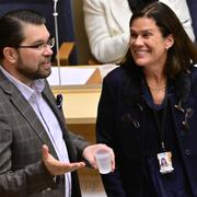 Jimmie Åkesson och Elsa Widding i riksdagen. Arkivbild.