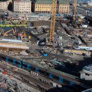 Vy över Gamla stan och bygget av nya Slussen.