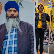 Arkivbild, porträtt på Hardeep Singh Nijjar visas upp. 