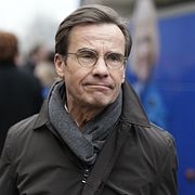 Moderaternas partiledare Ulf Kristersson (M) när Moderaterna inleder bussturné i Göteborg inför valet 2026.