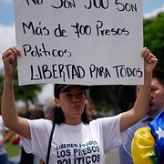 Demonstration för de politiska fångarna i Caracas, Venezuela den 20 maj 2026.