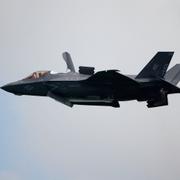 Ett F-35B Lightning II under övning, arkivbild.