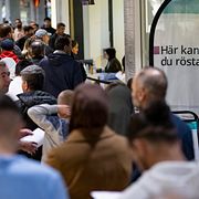 Kö till förtidsröstningen i Rosengård i Malmö vid ett tidigare val.