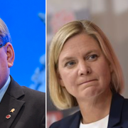 Peter Hultqvist, Magdalena Andersson och Stefan Löfven. 