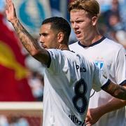 Malmös Sergio Peña jublar efter sitt 0-1 mål. 