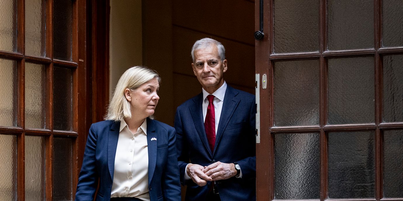 Magdalena Andersson (S) och Norges statsminister Jonas Gahr Støre, arkivbild.