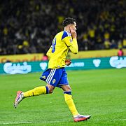 Yasin Ayari i samband med sitt mål mot Polen i måndags. 