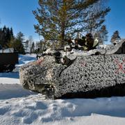 En bandvagn under arméövningen Northern Wind i östra Norrbotten. Bilden har inget med olyckan att göra.