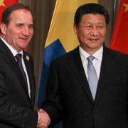 Statsminister Stefan Löfven träffar Kinas president Xi Jinping.