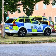 Polis vid insatsen i Fagersta.