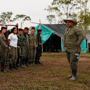 Farc-soldater i lägret La Carmelita den 1 mars 2017.
