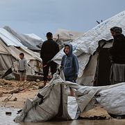 Arkivbild på tältläger i Gaza stad, tagen den 26 mars.