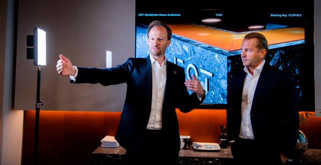 Christian Sinding (tv), vd i riskkapitalbolaget EQT och Caspar Callerström (th), operativ chef.  Sofia Ekström/SvD/TT