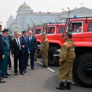 Dmitrij Medvedev i staden Tjita.