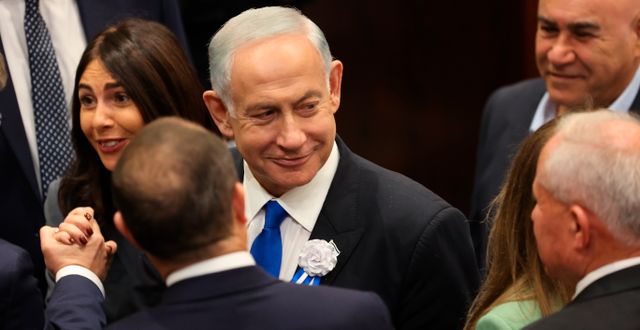 Benjamin Netanyahu i israeliska parlamentet Knesset ABIR SULTAN / AP