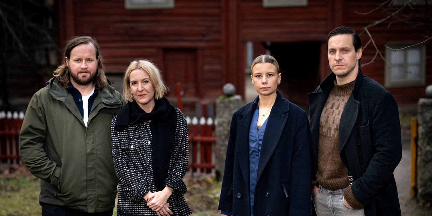 Skådespelarna Amanda Jansson, Jakob Öhrman, Rasmus Johansson och regissören Sanna Lenken från ”Jag for ner till Bror”.