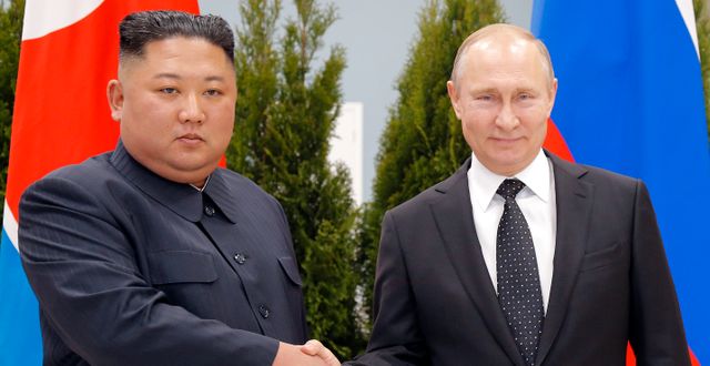 Kim Jong-Un och Vladimir Putin 2019. Alexander Zemlianichenko / AP