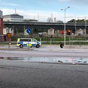Polis på plats på fredagsmorgonen