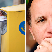 En person postar brev samt statsminister Stefan Löfven (S).