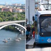 Västerbron och en spårvagn i Stockholm.