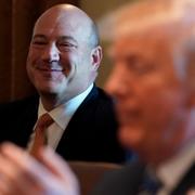 Gary Cohn (i bakgrunden) applåderas av Donald Trump (i förgrunden)