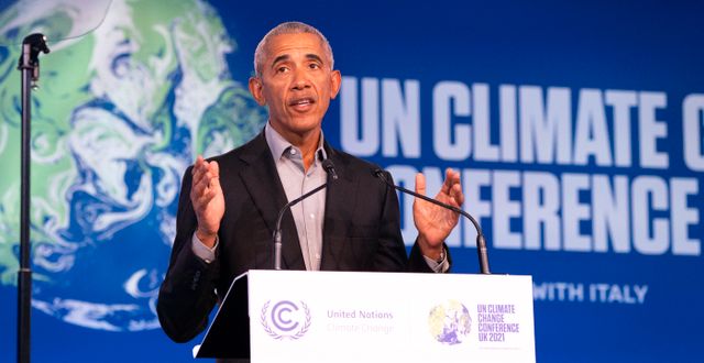 Obama talar på COP26.  Jane Barlow / TT NYHETSBYRÅN