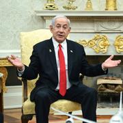 Benjamin Netanyahu på besök hos Donald Trump i Vita huset i april i år. 