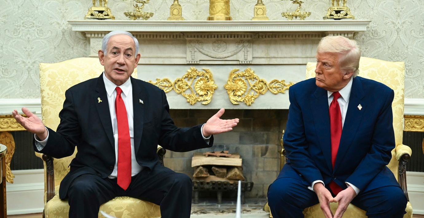 Benjamin Netanyahu på besök hos Donald Trump i Vita huset i april i år. 