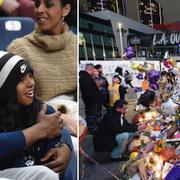 Kobe och Gianna Bryant. Utanför Staples Center har fans flockats för att lämna blommor, tända ljus och minnas basketstjärnan.