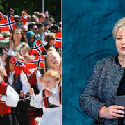 Illustrationsbild. 17e maj-firande och Norges statsminister Erna Solberg