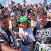Greta Thunberg på Gazakonvojen 31 augusti.
