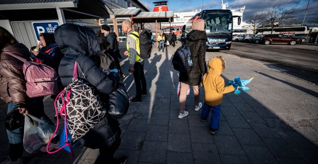 Ukrainska flyktingar i Karlskrona. Johan Nilsson/TT