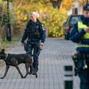 Arkivbild: Polis med hund söker på Idunsgatan i Malmö efter att en 17-årig pojke hittats med stickskador i ett bostadsområde. 