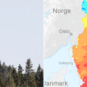 SMHI:s prognos för risk för skogsbrand under lördagseftermiddagen.