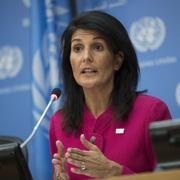  USA:s FN-ambassadör Nikki Haley. 