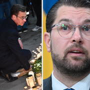 Ulf Kristersson (M) och Magdalena Andersson (S) på plats i Skärholmen, något som kritiseras av Jimmie Åkesson (SD)