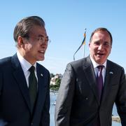 Sydkoreas president Moon Jae-In och Stefan Löfven. 