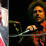 Nigel Farage/Rage Against the Machines sångare Zack de la Rocha.