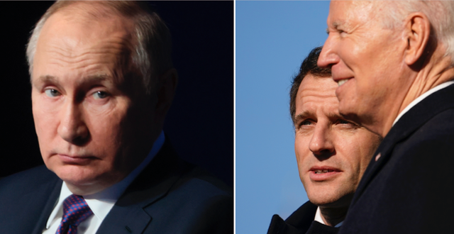 Putin/Biden och Macron. TT