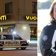 Brottsplatsen till vänster.Tiina Wilén-Jäppinens till höger.