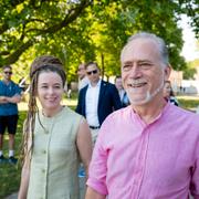 Miljöpartiets språkrör Daniel Helldén (MP) och Amanda Lind (MP). 