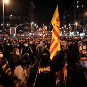 Demonstranterna i Barcelona. 