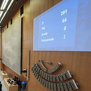 Votering om sänkt straffbarhetsålder i riksdagen tidigare i år.