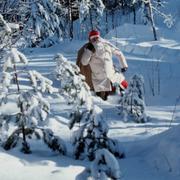 Arkivbild: Tomte i snön. 