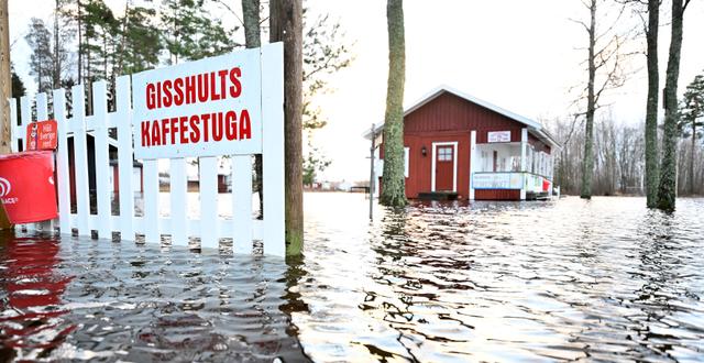 Översvämning i stugområde i Gisshult utanför Nässjö.  Mikael Fritzon/TT