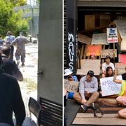 Polisen för bort den iranske flyktingen Behrouz Boochani/Demonstranter i Melbourne. 